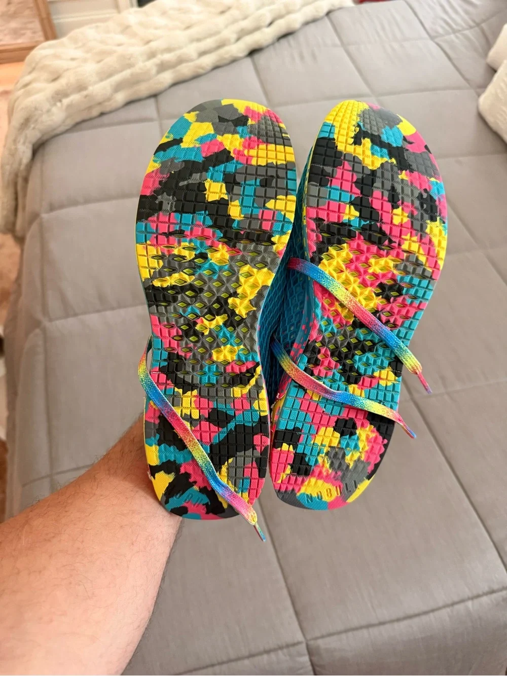 NOBULL Teal Mesh Athletic Shoes with Rainbow Sole